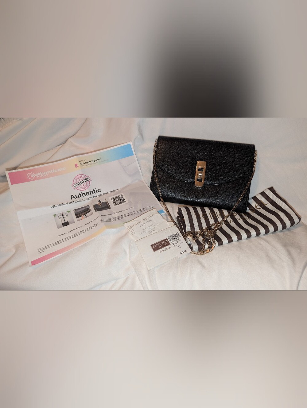 Henri Bendel The Uptown Wallet On A Chain Crossbody Bag Black Dust Bag COA EUC
